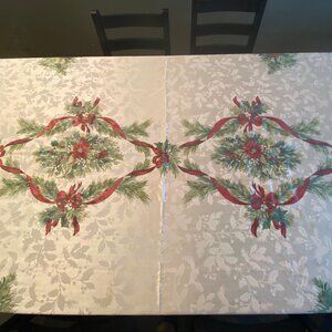Vintage Christmas Celebration Holiday Colourful Tablecloth 3 m x 1.55 m